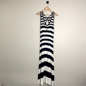 Anthropologie Deletta Sleeveless Jersey Maxi Dress White & Navy Striped